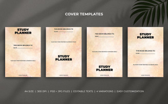 Study Planner Cover Templates – Pastel Watercolor & Gold Minimal Design for Print & KDP
