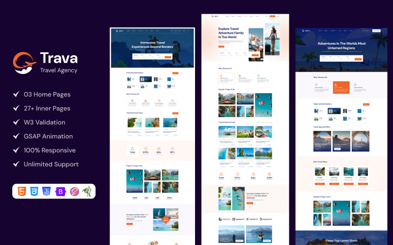 Trava - Travel Agency and Tour Booking HTML Template Website Template