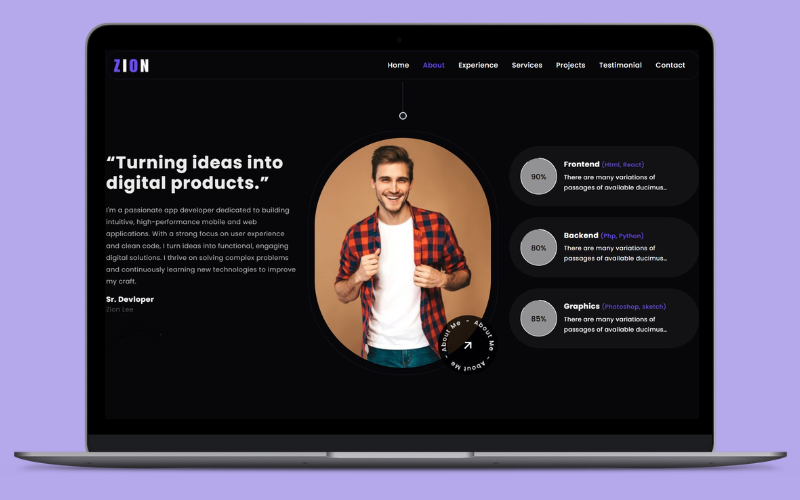 Zion- Personal Portfolio Landing Page HTML Template Landing Page Template