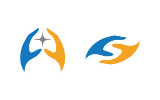 Hand help concept together Logo illustration design v.5
