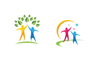 Human care adoption group network and social logo design vv.162