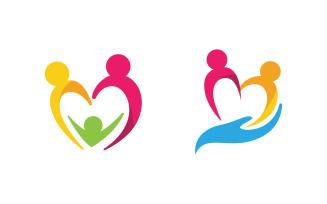 Human care adoption group network and social logo design vv.165