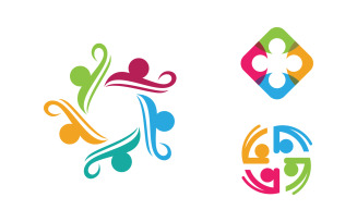 Human care adoption group network and social logo design vv.166