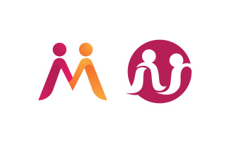 Human care adoption group network and social logo design vv.168