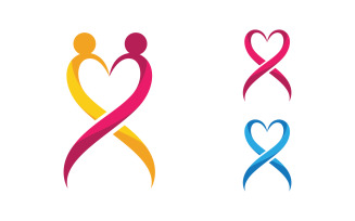 Human care adoption group network and social logo design vv.171