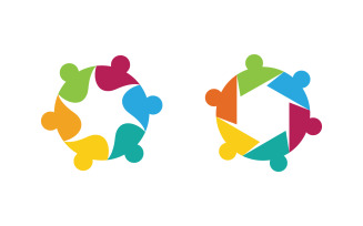 Human care adoption group network and social logo design vv.172