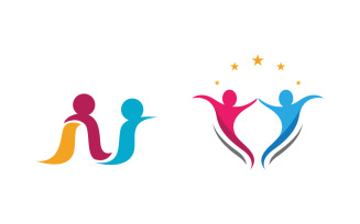 Human care adoption group network and social logo design vv.174