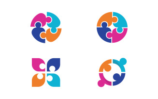 Human care adoption group network and social logo design vv.182