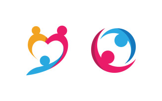 Human care adoption group network and social logo design vv.184