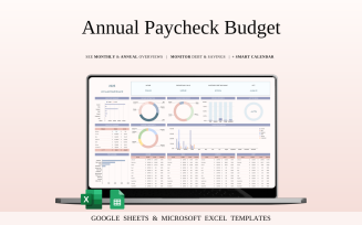 Annual Paycheck Budget Spreadsheet Template in Excel and Google Sheets
