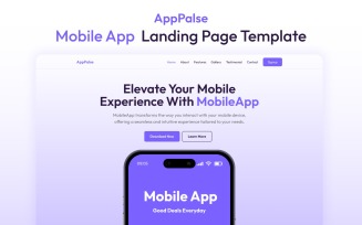 AppPalse – App Landing Page Elementor Website Template