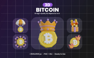 Bitcoin 3D Icon Set Design