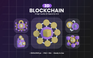 Blockchain 3D Icon Design
