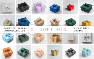 Gift Box Digital Paper Pack Rustic Style PNG 54 Gift Box Digital Backgrounds - Elegant Gift Box