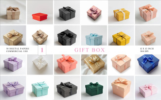 Gift Box PNG Bundle - 50 Gift Box Bundle High-Resolution Digital Papers for Wrapping & Packaging