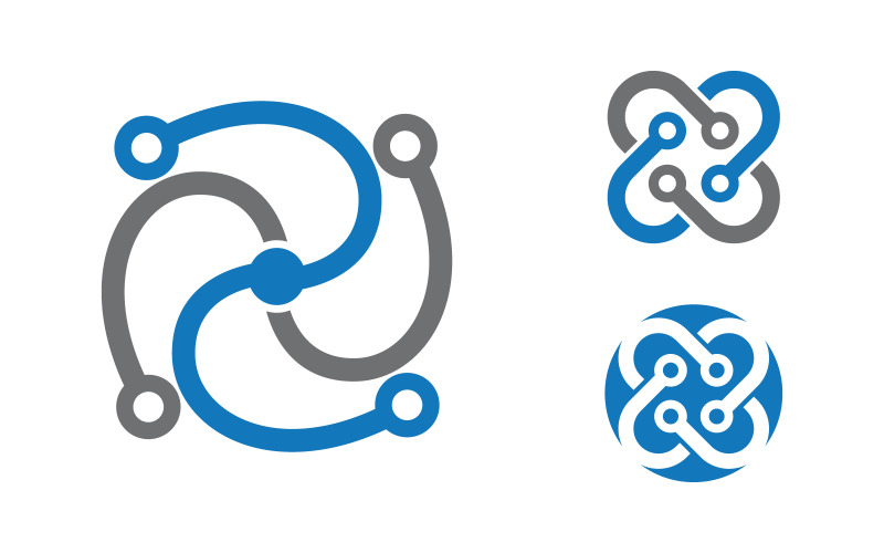 Digital Technology Circuit Modern icon Logo design v.2 Logo Template