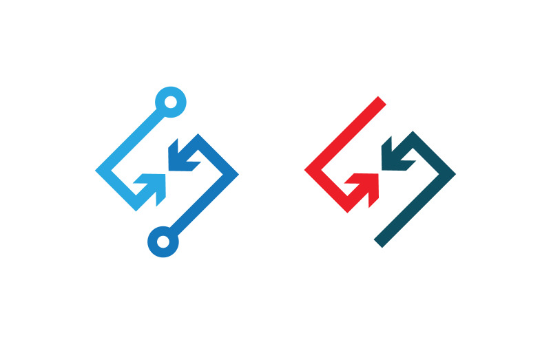 Digital Technology Circuit Modern icon Logo design v.3 Logo Template