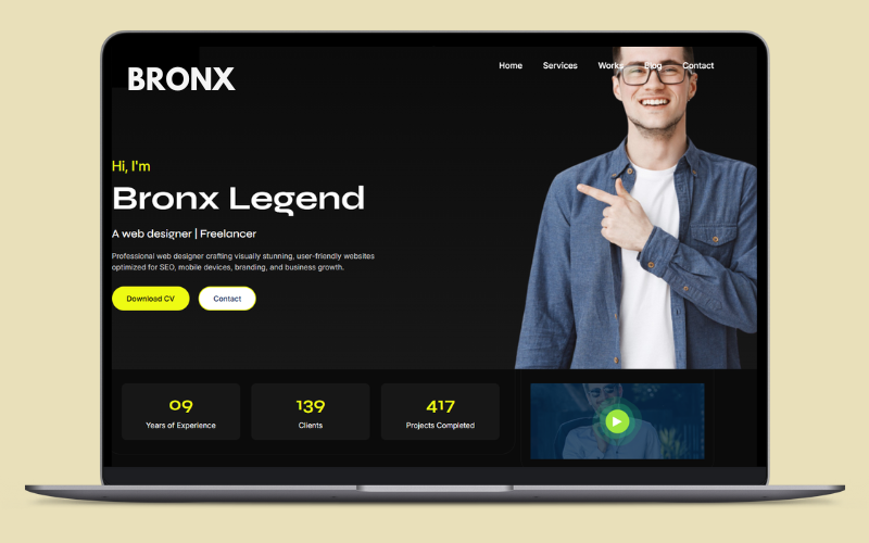 Bronx - Personal Portfolio Landing Page HTML Template Landing Page Template