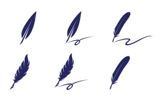 Pen feather writer logo illustration template design v1.6