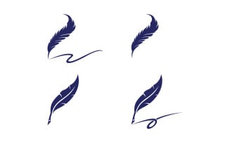 Pen feather writer logo illustration template design v1.7
