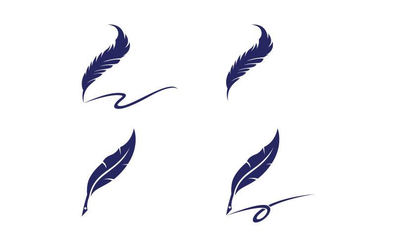 Pen feather writer logo illustration template design v1.7 Logo Template