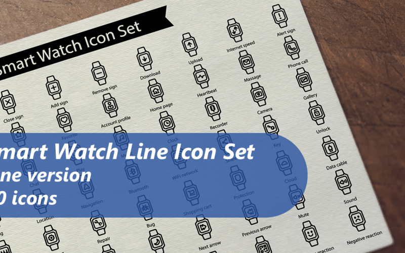 Smart Watch Line Icon Set Template