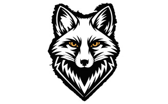 Black and white vector illustration of a fox head