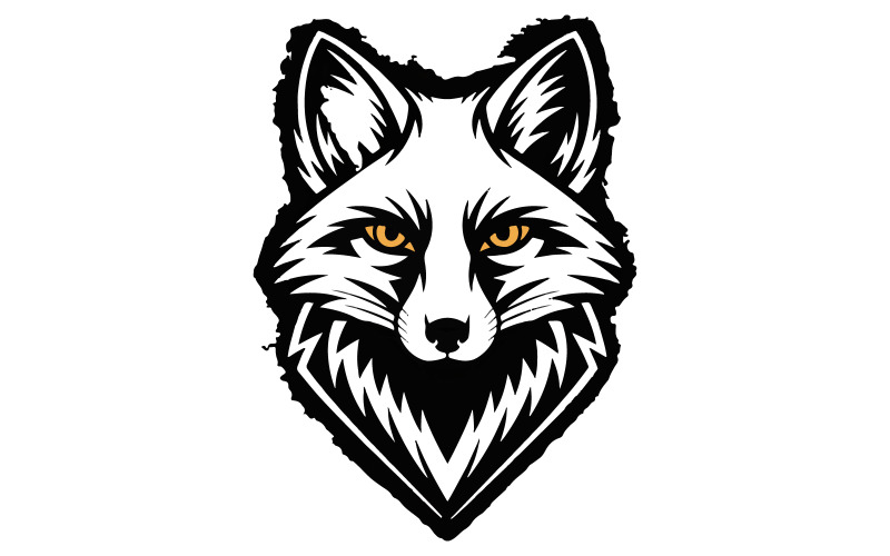 Black and white vector illustration of a fox head Illustration
