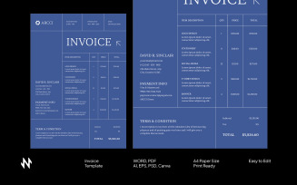 Blue Simple Invoice Template