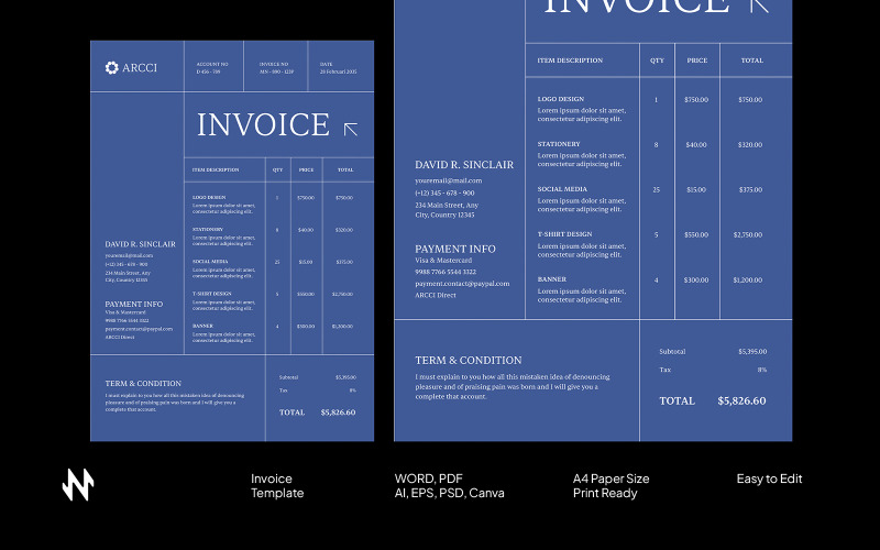 Blue Simple Invoice Template Corporate Identity