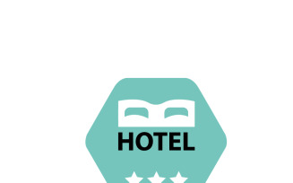 Elegant Hotel Bed Logo with Star Ratings