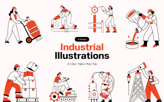 Industrial Illustrations Art Set