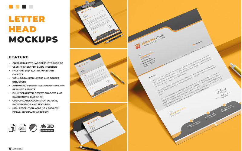 Letterhead Mockup Sets Design Product Mockup