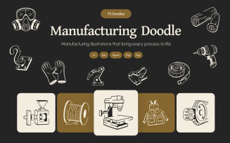 Manufacturing Doodle Icon Set