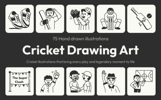 Modern Cricket Drawing Art Set