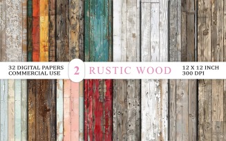 Rustic Wood Digital Paper Background Bundle 32 Vintage Wooden Backgrounds Weathered Plank Textures
