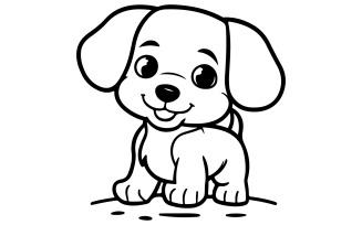 Simple coloring page for kids cartoon puppy