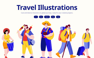 Travel illustration Art Set