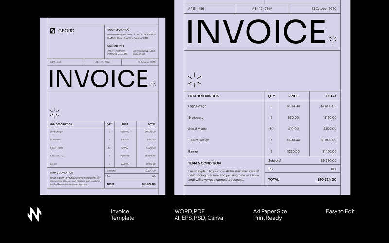 White Minimal Invoice Template Corporate Identity