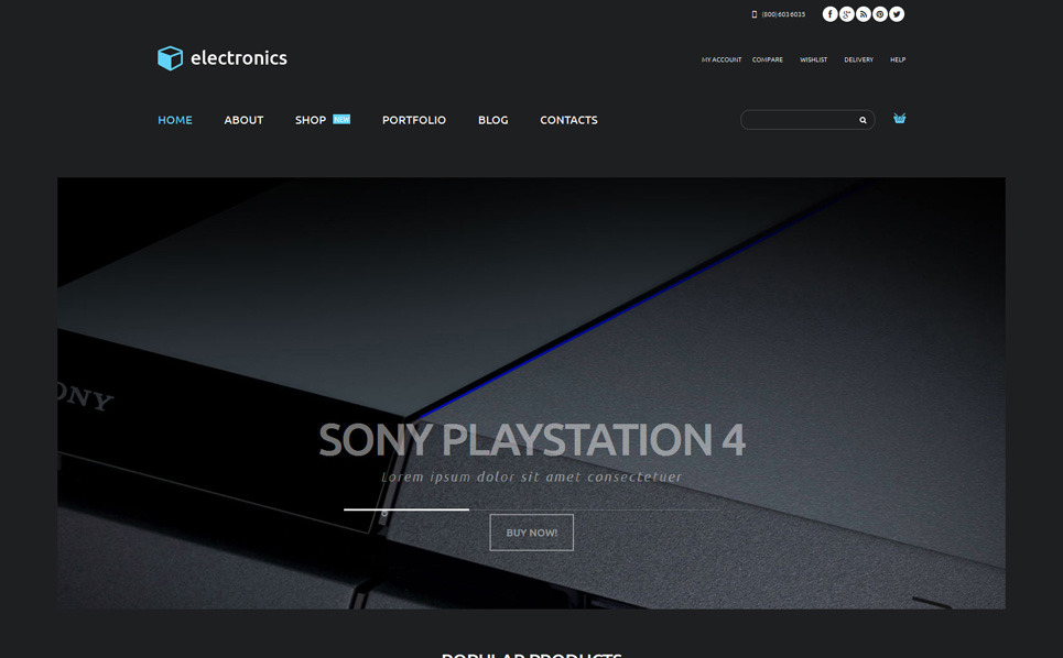 electronic store woocommerce template parallax design template