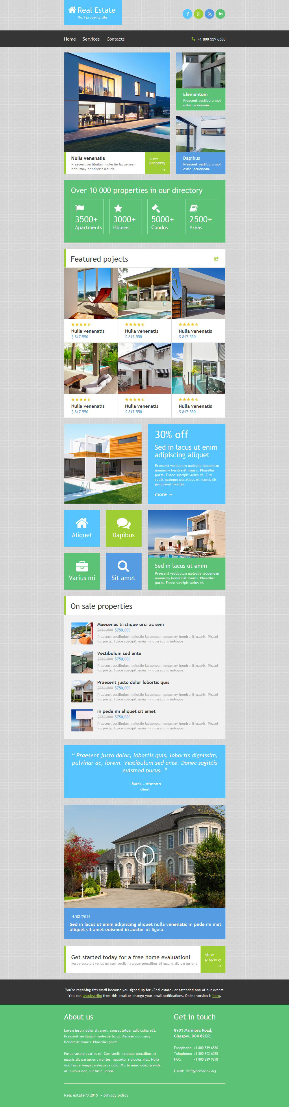 Responsive Nieuwsbrief Template over Makelaarskantoor №52885 - screenshot