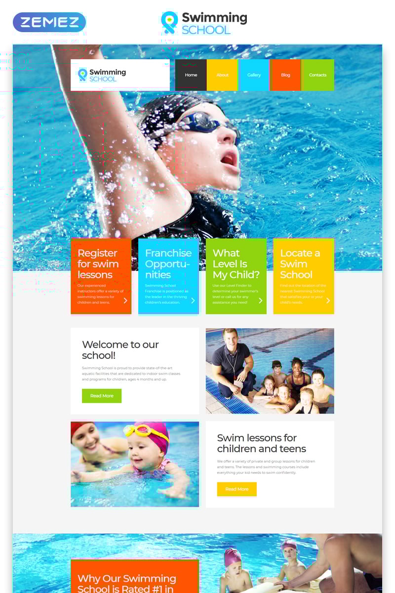 Swimming School Clean Responsive HTML5 №52860