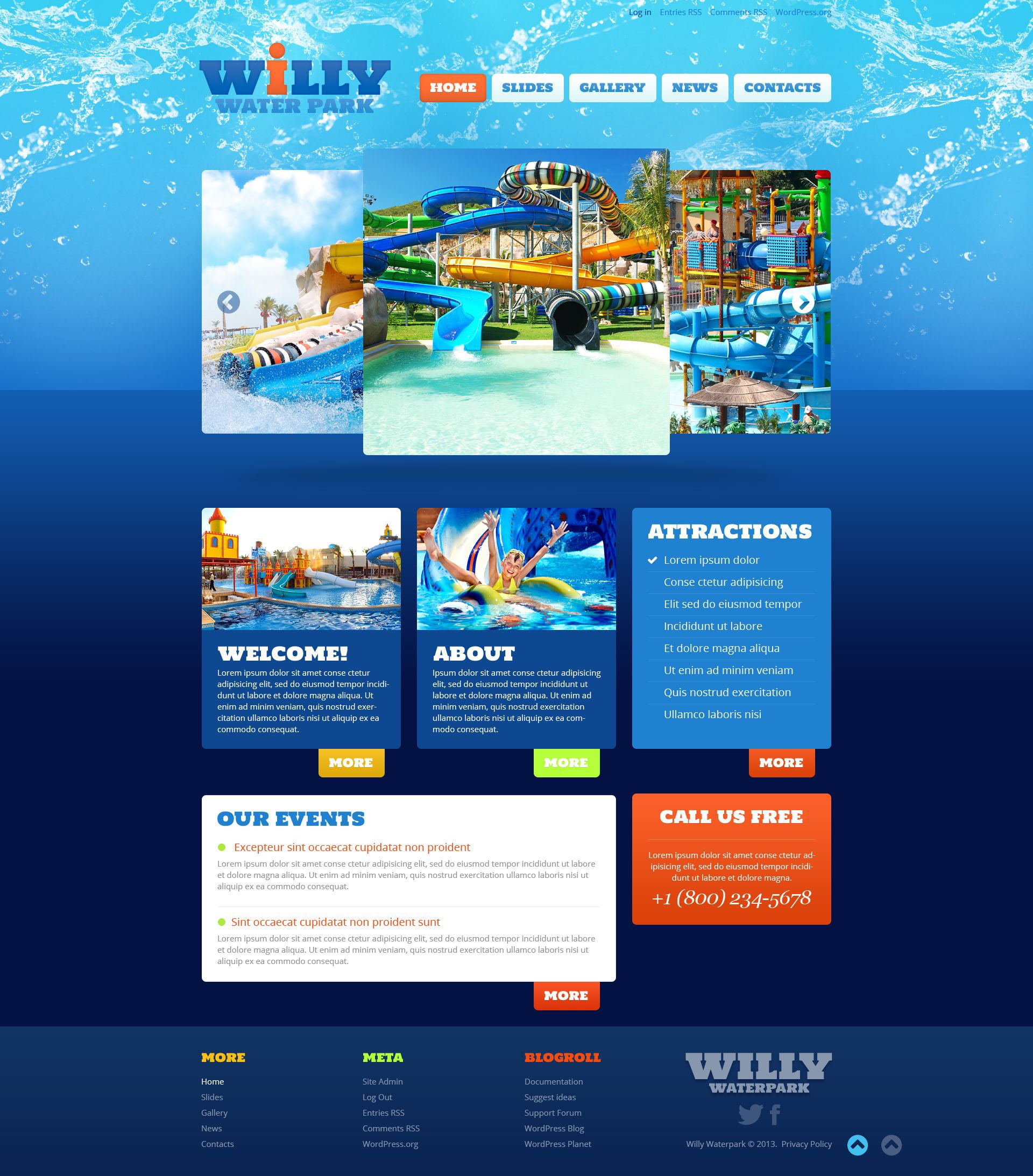 Thème WordPress adaptatif pour site de parc d'attractions #52826