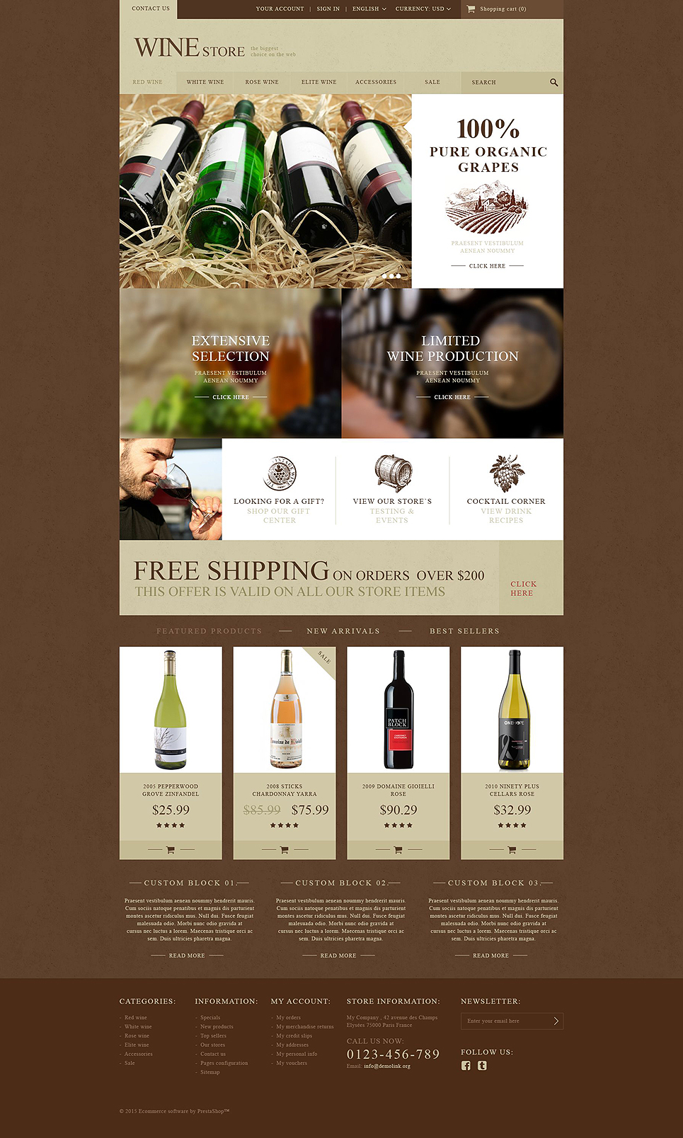 Wine Store PrestaShop Theme New Screenshots BIG