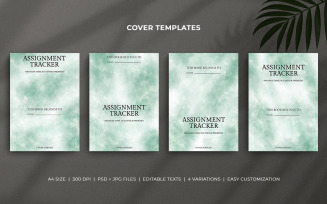 Assignment Tracker Cover Templates – Pastel Green Watercolor Minimal Design for Planners