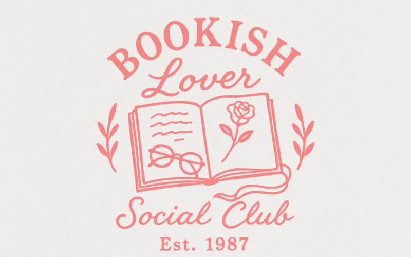 Bookish Lover Social Club PNG, Book Lover PNG, Reading Shirt, Vintage Academia Aesthetic, Reader Illustration
