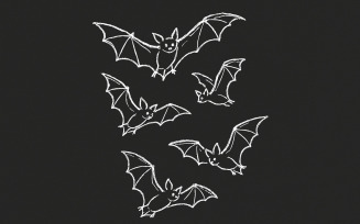 Cute Chalk Bat Halloween PNG Clipart, Spooky Flying Bats Chalkboard Art, Bat PNG for Sublimation,