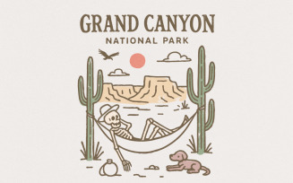 Grand Canyon National Park PNG, Skeleton Hammock Desert PNG, Vintage Western Nature Digital