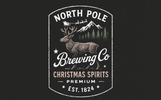 North Pole Brewing Co Christmas Spirits Premium PNG, Vintage Holiday Reindeer PNG, Retro Christmas