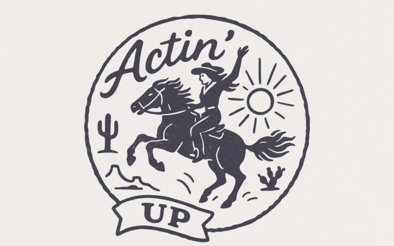 Actin' Up PNG, Cowgirl Horse Western Shirt, Wild West Rodeo PNG Design, Country Desert Sublimation, Illustration